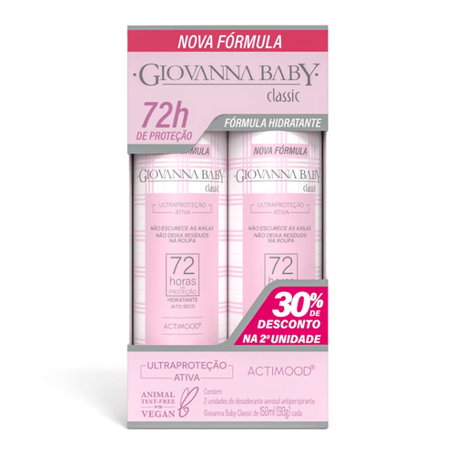 Kit Desodorante Aerosol Feminino Giovanna Baby Classic 2 Unidades 150ml