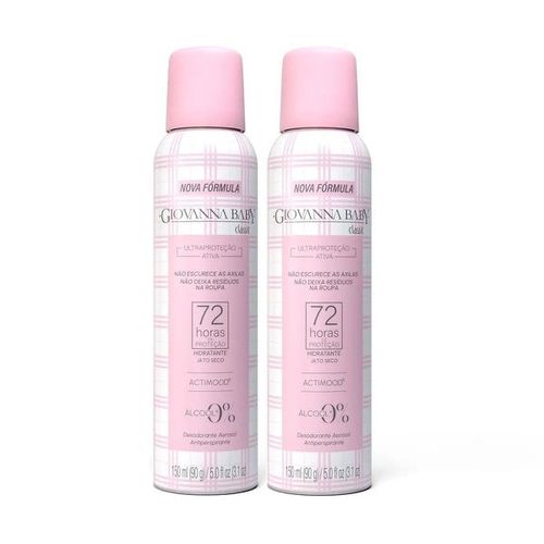Kit Desodorante Aerosol Feminino Giovanna Baby Classic 2 Unidades 150ml
