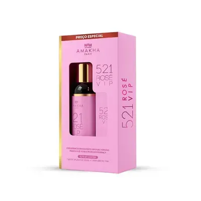 Kit Amakha Vip Rose Body Splash 100ml + Perfume 15ml