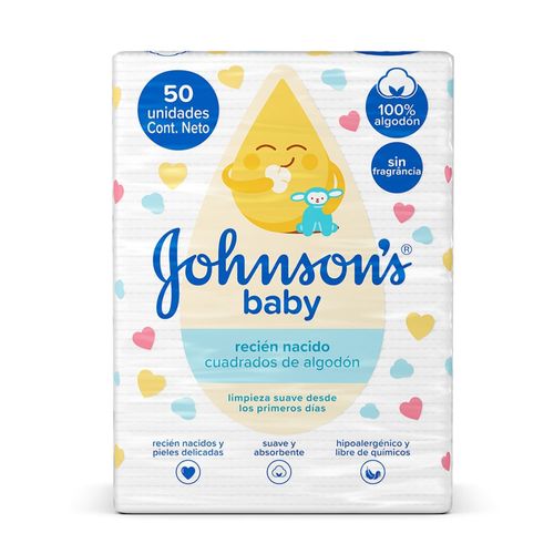 Algodão em Quadrados Johnson's Baby 50 Unidades