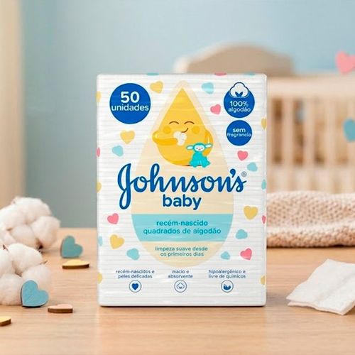 Algodão em Quadrados Johnson's Baby 50 Unidades
