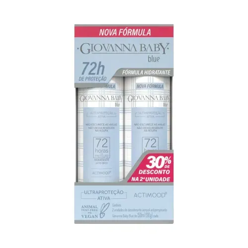 Kit Desodorante Aerosol Giovanna Baby Blue 150ml 2 Unidades