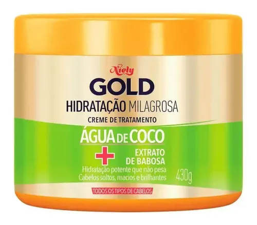 Creme de Tratamento Niely Gold Hidratação Milagrosa Água de Coco e Extrato de Babosa 430g