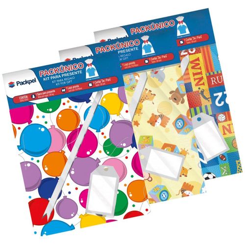 Saco para Presente Metalizado Infantil 25cm x 37cm com Laço Fácil e Tag