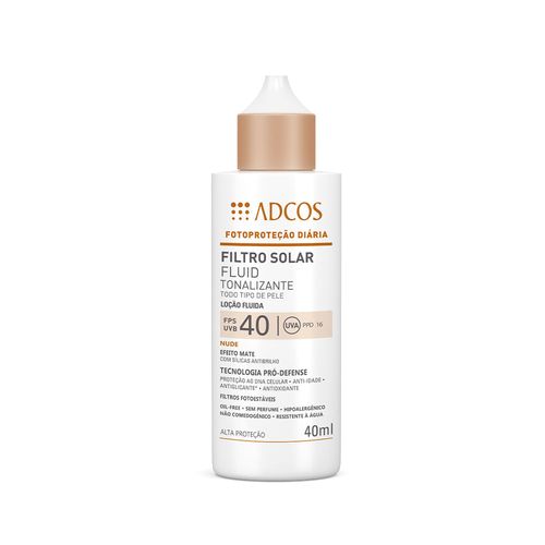 Protetor Solar Adcos Fluid Tonalizante cor Nude FPS 40 40ml