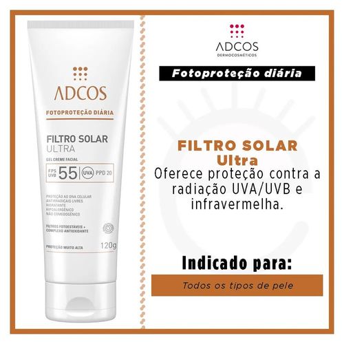 Protetor Solar em Gel Creme Adcos com FPS 55 120g
