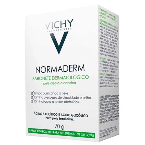 Sabonete Facial Vichy Normaderm com Ácido Salicílico e Glicólico 80g