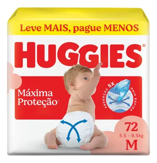 Fralda Huggies Máxima Proteção Hiper M 72 Unidades
