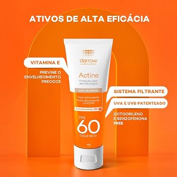 Protetor Solar Facial Darrow Actine com Cor FPS 60 40g