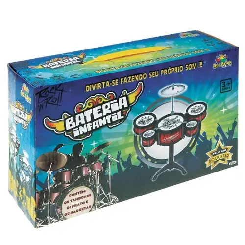 Brinquedo Infantil Bateria Rock Star 8 Peças