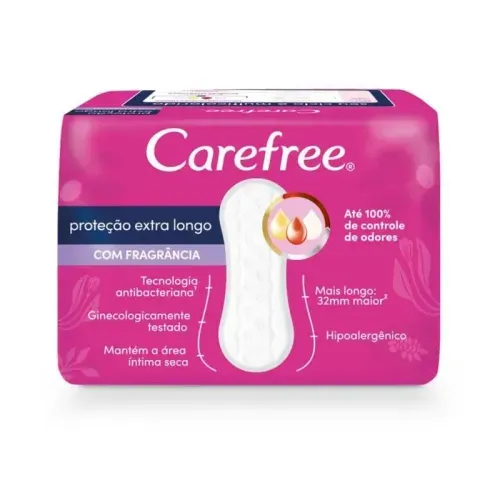 Protetor Diário Carefree Proteção Extra Longa Sem Abas e Com Perfume 15 Unidades