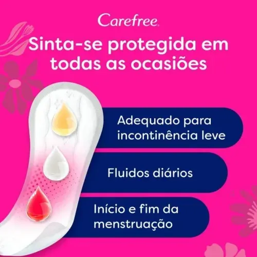 Protetor Diário Carefree Proteção Extra Longa Sem Abas e Com Perfume 15 Unidades