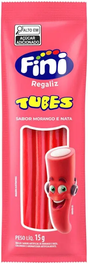 Bala de Gelatina Fini Tubes Morango 10g