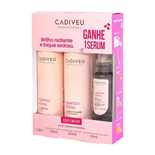 Kit Cadiveu Quartzo Shine Shampoo 250ml + Condicionador 250ml + Serúm 65ml