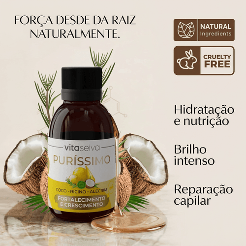 Óleo Capilar Vita Seiva Puríssimo Coco Rícino e Alecrim 60ml
