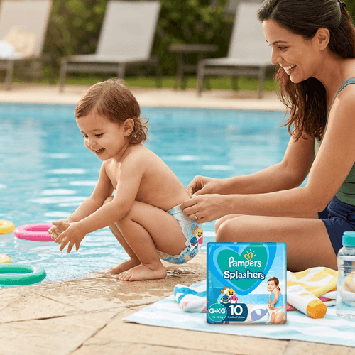 Fralda Infantil Pampers Splashers Baby Shark G-XXG 10 Unidades